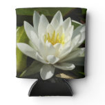 White Waterlily and Bud Floral Can Cooler