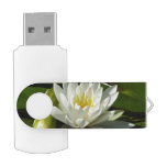 White Waterlily and Bud Floral Flash Drive