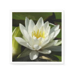 White Waterlily and Bud Floral Napkins