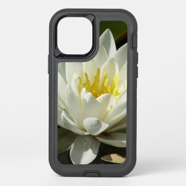 White Waterlily and Bud Floral Otterbox iPhone Case (Back)