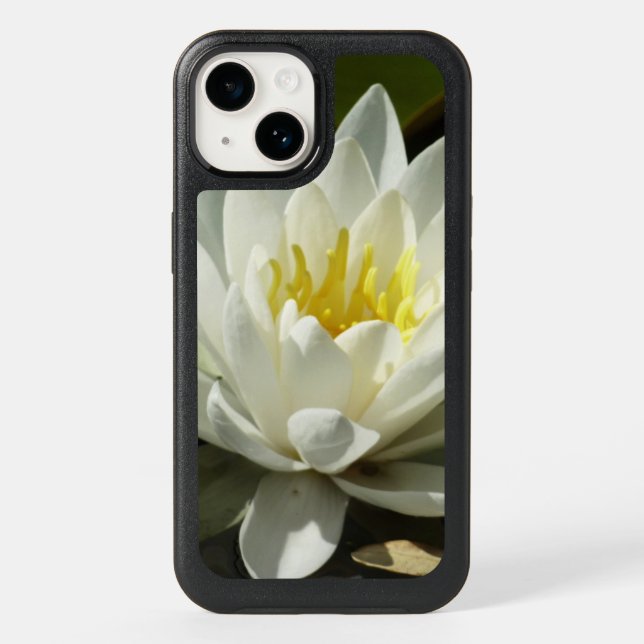 White Waterlily and Bud Floral Otterbox iPhone Case (Back)