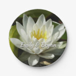 White Waterlily and Bud Floral Paper Plates