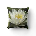 White Waterlily and Bud Floral Throw Pillow