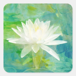 White Waterlily Blossom Square Sticker