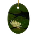White Waterlily I Peaceful Floral Photography Ceramic Ornament