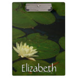 White Waterlily I Peaceful Floral Photography Clipboard