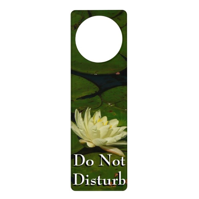 White Waterlily I Peaceful Floral Photography Door Hanger (Front)