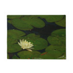 White Waterlily I Peaceful Floral Photography Doormat