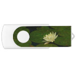 White Waterlily I Peaceful Floral Photography Flash Drive