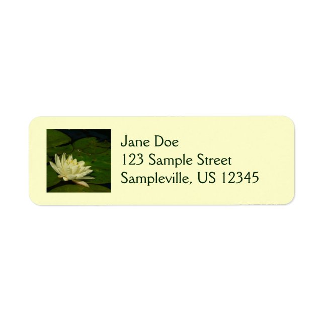 White Waterlily I Peaceful Floral Photography Label (Front)
