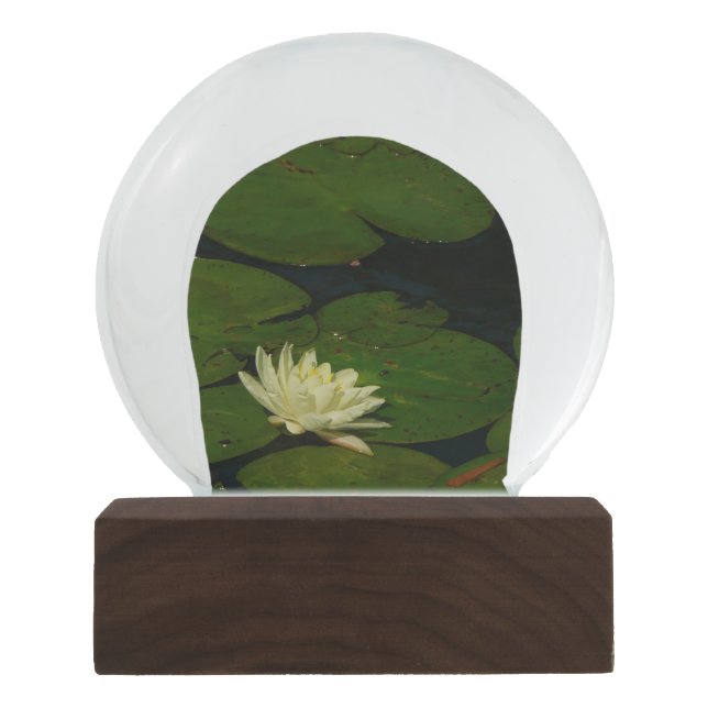 White Waterlily I Peaceful Floral Photography Snow Globe (Front)
