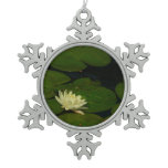 White Waterlily I Peaceful Floral Photography Snowflake Pewter Christmas Ornament