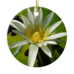White Waterlily II Summer Floral Ceramic Ornament