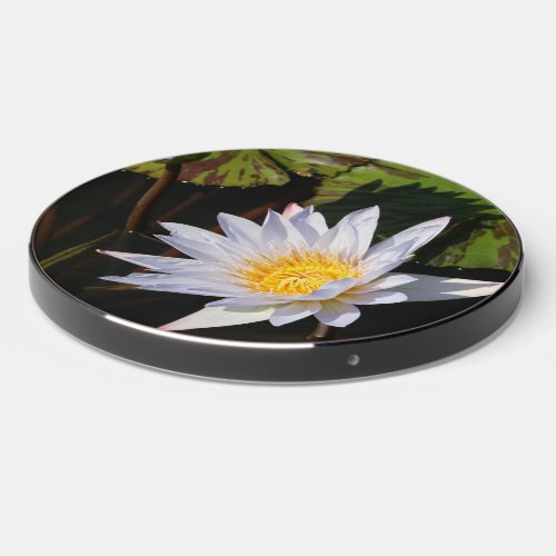 White Waterlily  Wireless Charger