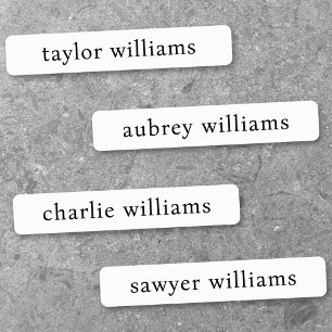White waterproof name labels