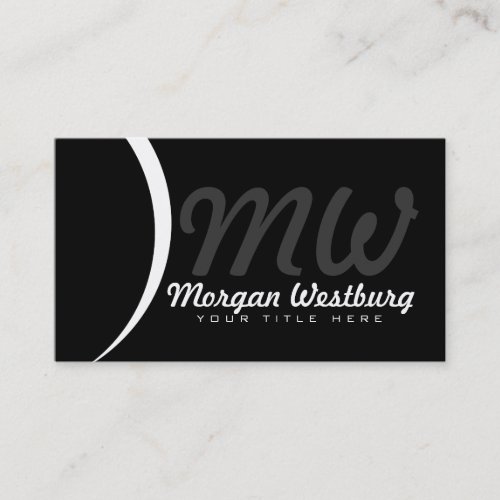 White Wave Professional Monogram Business Cards