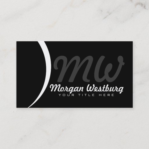 Customizable White Wave Professional Monogram Business Cards