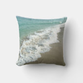 White Waves Crashing on Beach Shore Pillow (Front)