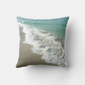 White Waves Crashing on Beach Shore Pillow (Back)