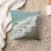 White Waves Crashing on Beach Shore Pillow (Blanket)