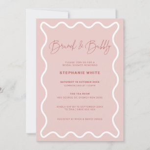 White Wavy Border Brunch and Bubbly Invitation