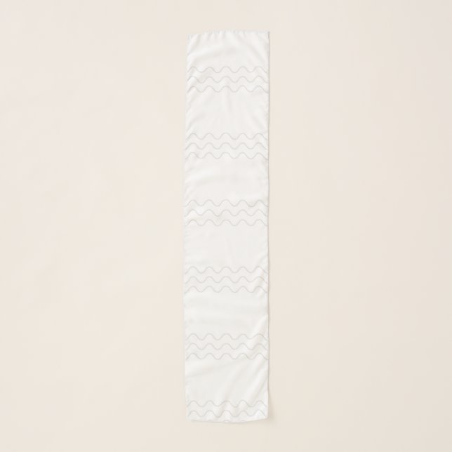White Wavy Line Stripe Pattern Scarf (Front)