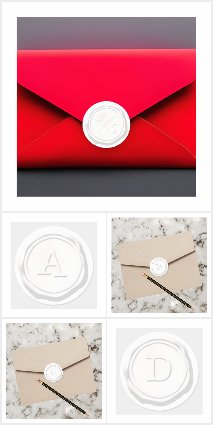 White Wax Seal Monogram Stickers