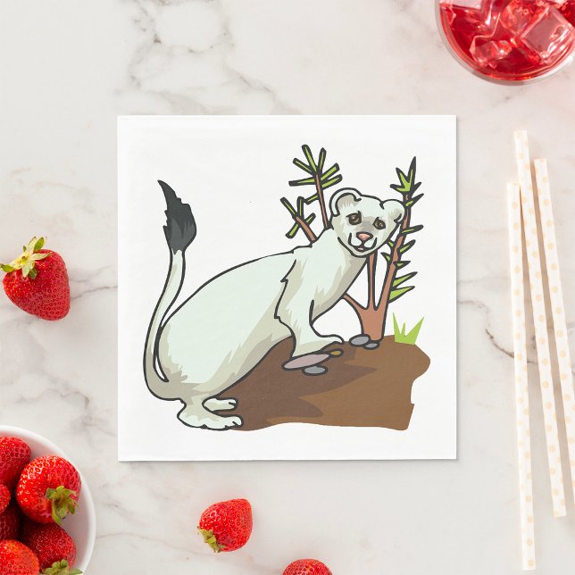 White Weasel Ermine Winter Stoat Wildlife Napkins (Creator Uploaded)