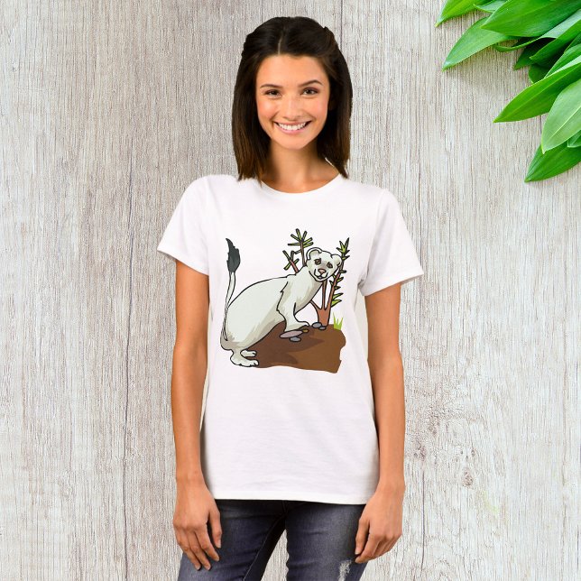 White Weasel Ermine Winter Stoat Wildlife T-Shirt (Creator Uploaded)