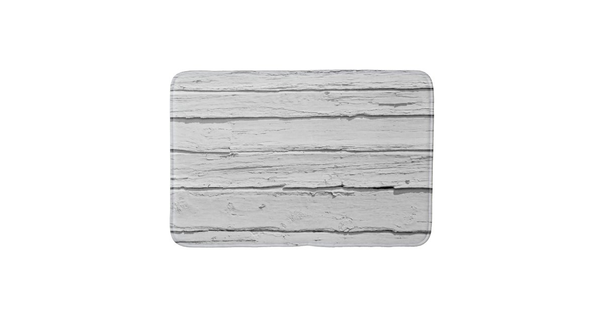 White Weathered Wood Bath Mat Zazzle