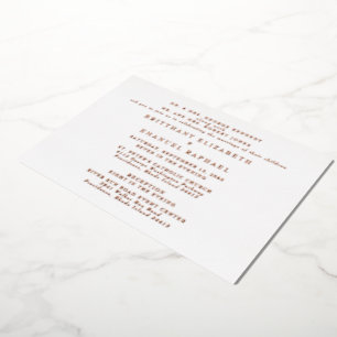 White Wedding 2 Venues Rose Gold Foil II Invitation