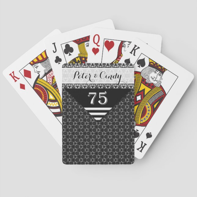 White Wedding Anniversary Patterned Poker Cards (Back)