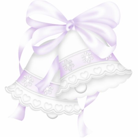 White Wedding Bells Lavender Ribbon Cutout