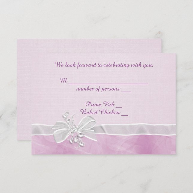 White Wedding Bow RSVP Invitation (Front/Back)
