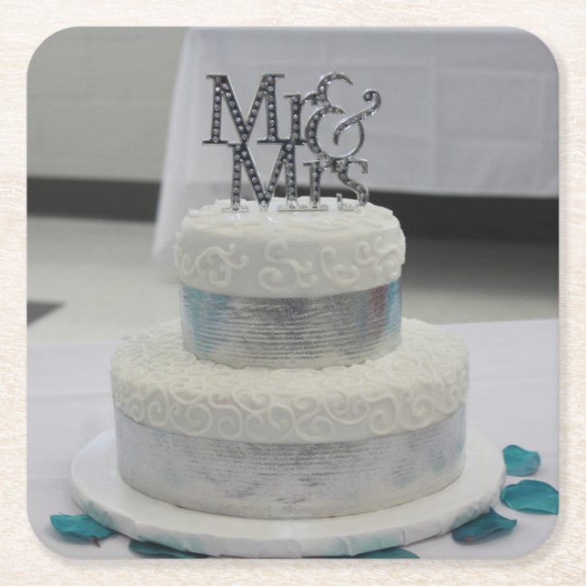 White Wedding Cake closeup Wedding Coasters (Front)
