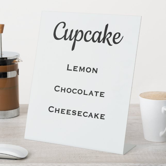 White Wedding Cupcake Menu Pedestal Sign (In SItu)