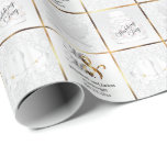 White Wedding Day Doves, Bells and Cake Wrapping Paper<br><div class="desc">White Wedding Day Doves, Bells and Cake Wedding Gift Wrap with DIY text. ⭐This Product is 100% Customizable. Graphics and / or text can be deleted, moved, resized, changed around, rotated, etc... 99% of my designs in my store are done in layers. This makes it easy for you to resize...</div>