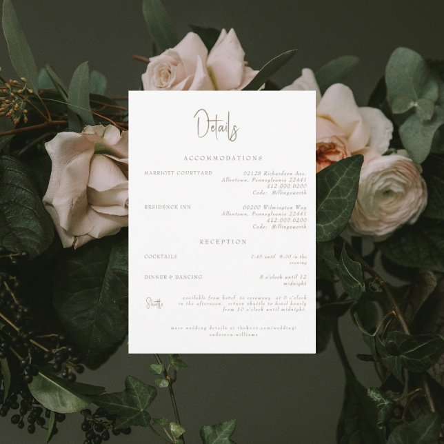 White Wedding Details Invitation (Creator Uploaded)