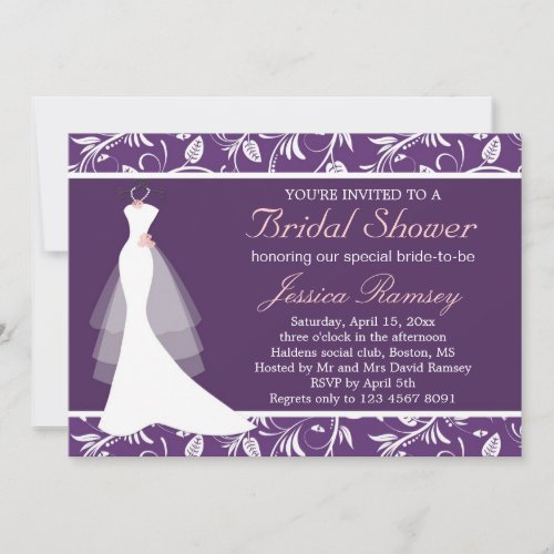 White wedding dress Bridal Shower Invitation