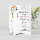 White Wedding Dress Elegant Bridal Shower Invitation (Standing Front)