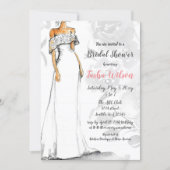 White Wedding Dress Elegant Bridal Shower Invitation (Front)