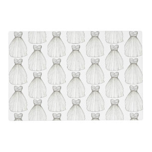 White Wedding Dress Gown Bridal Shower Bride Placemat