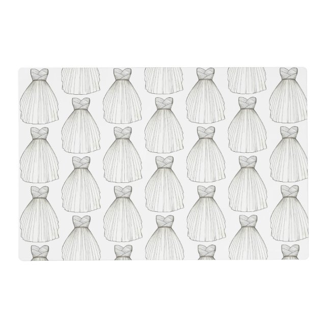 White Wedding Dress Gown Bridal Shower Bride Placemat (Front)