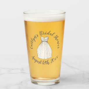 White Wedding Dress Gown Bridal Shower Favor Glass