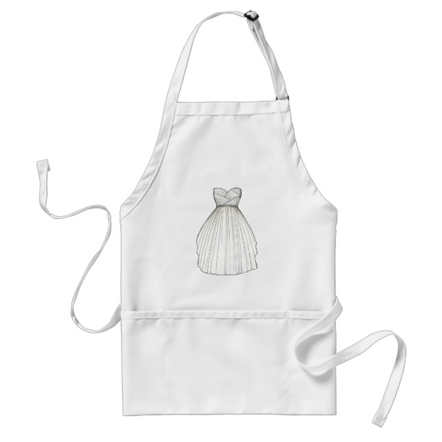 White Wedding Dress Gown Bride Bridal Shower Gift Adult Apron (Front)