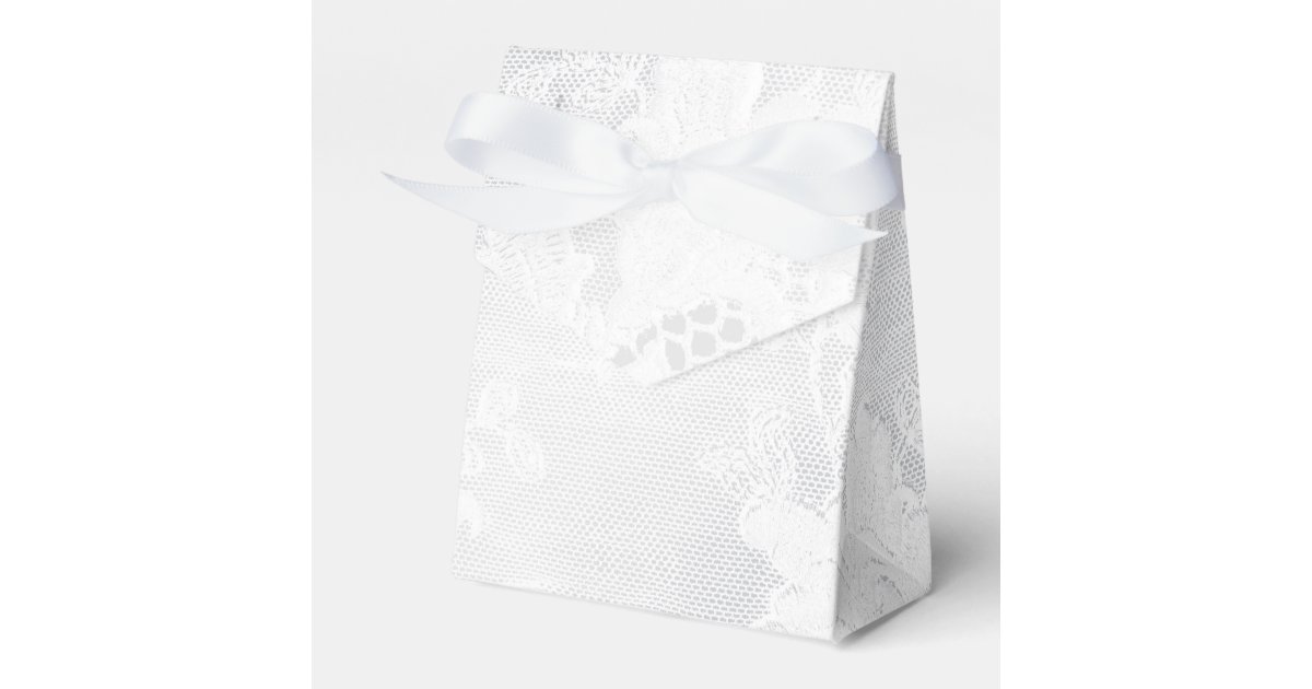 White Wedding Favor Box Zazzle
