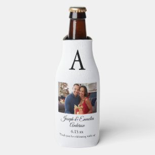 White Wedding Favor Photo Bottle Cooler