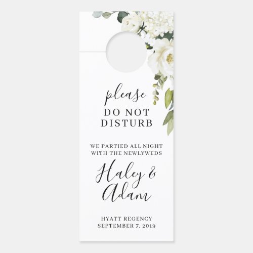 White Wedding Floral Guest Hotel Door Hanger