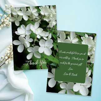 White Wedding Flowers Thank You Message Card