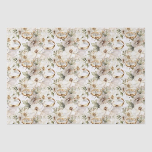 White Wedding Flowers Tissue Paper (Front)
